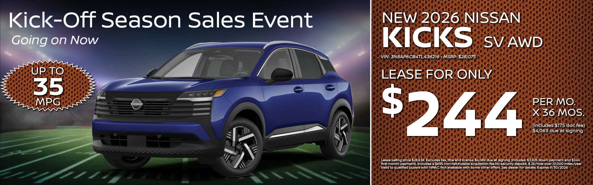 2026 Nissan Kicks Lease Offer | Heights Nissan