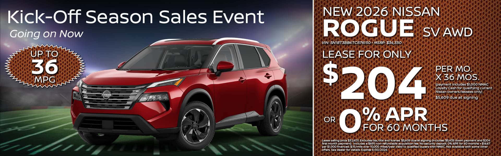 2026 Nissan Rogue Lease or Finance Offer | Heights Nissan