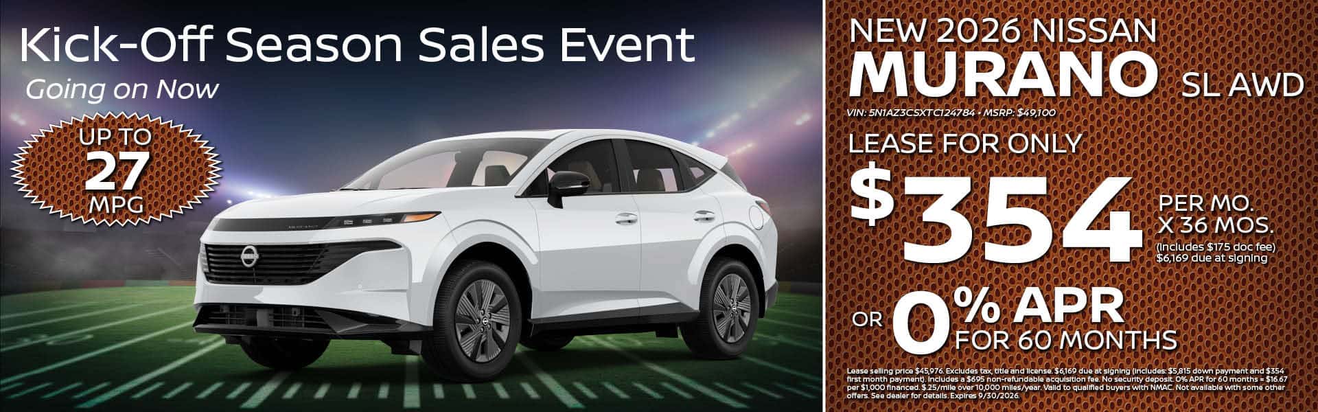 2026 Nissan Murano Lease or Finance Offer | Heights Nissan