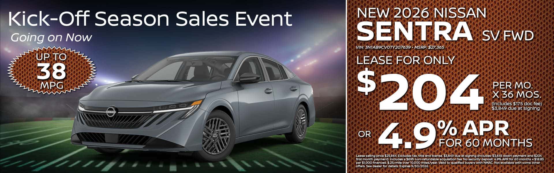 2026 Nissan Sentra Lease or Finance Offer | Heights Nissan