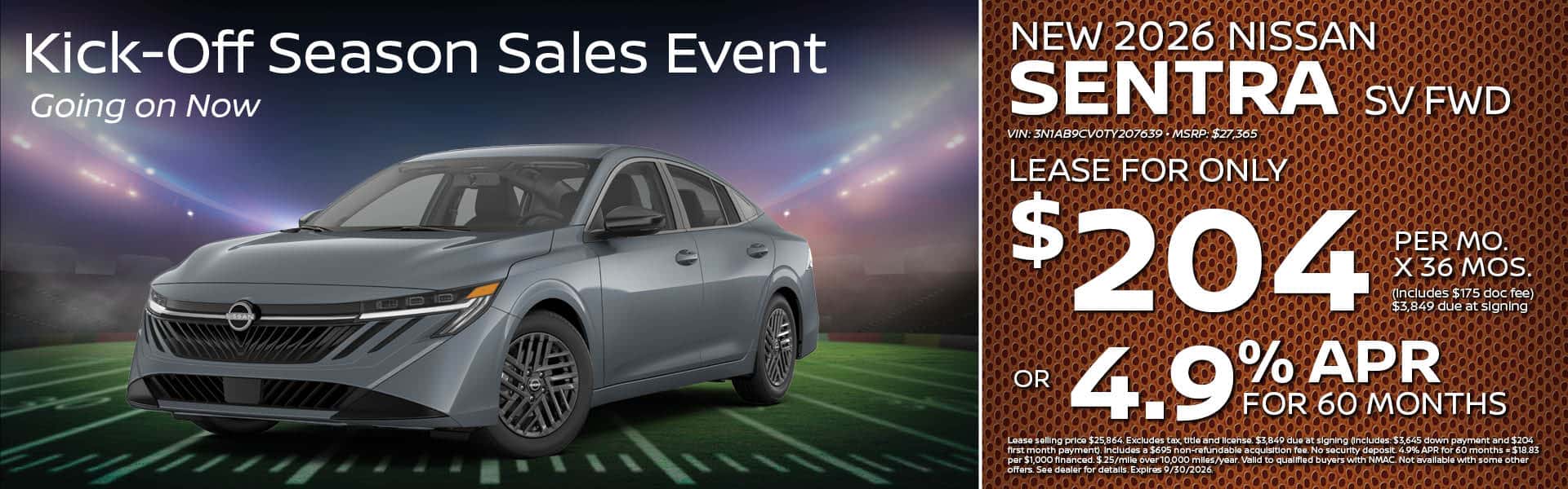 2026 Nissan Sentra Lease or Finance Offer | Heights Nissan