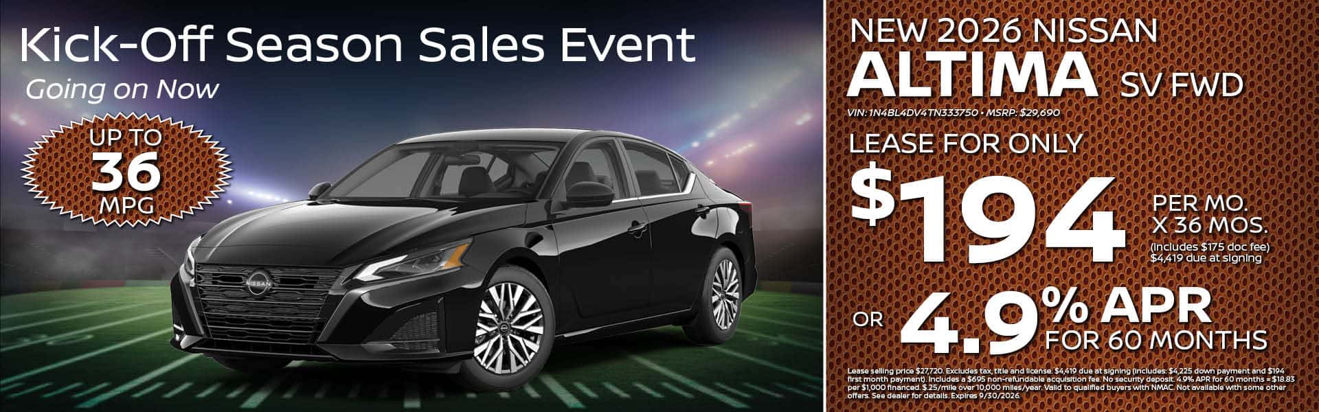 2026 Nissan Altima Lease or Finance Offer | Heights Nissan