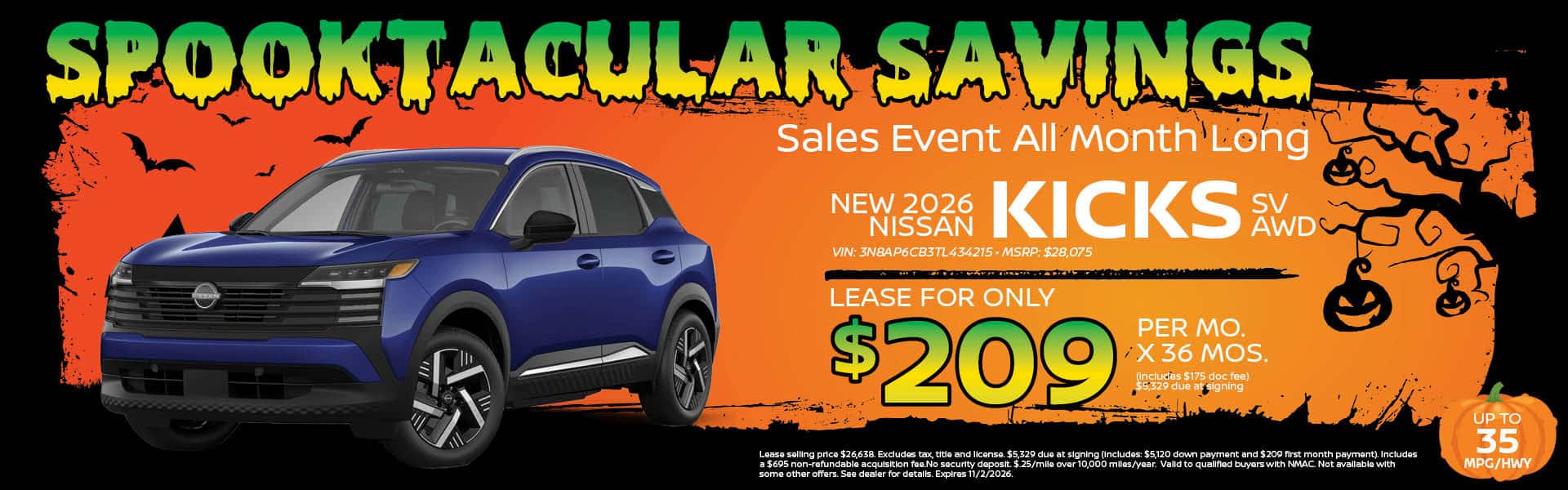 2026 Nissan Kicks Lease Offer | Heights Nissan