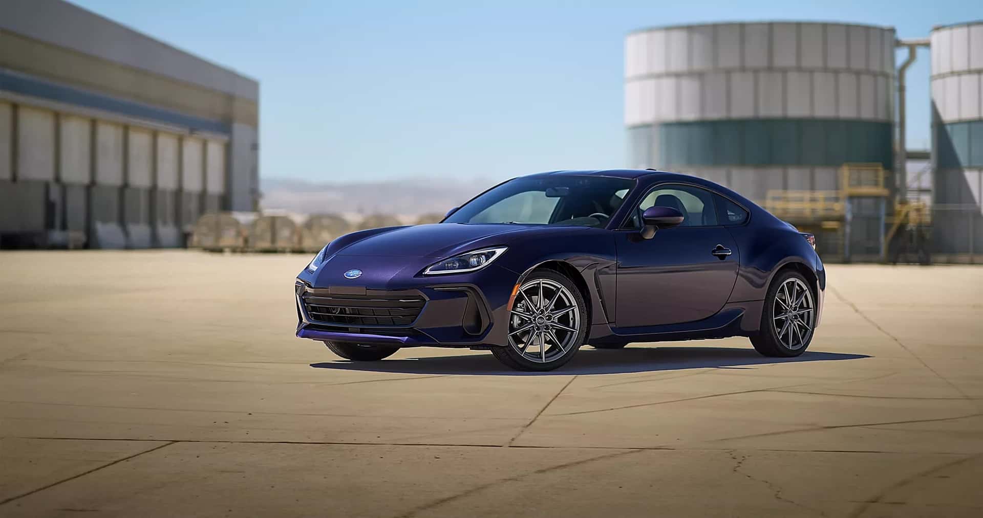 A blue 2025 Subaru BRZ parked.