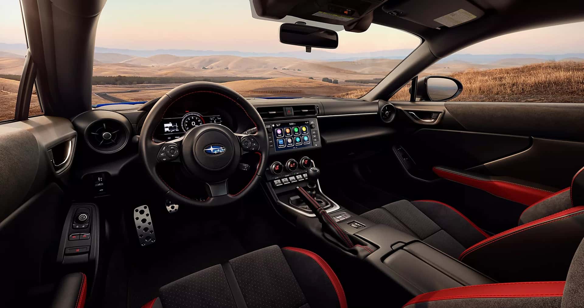 An interior show of a Subaru BRZ.