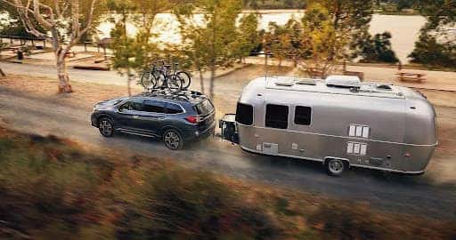 2025 Subaru Ascent SUV towing an Airstream trailer