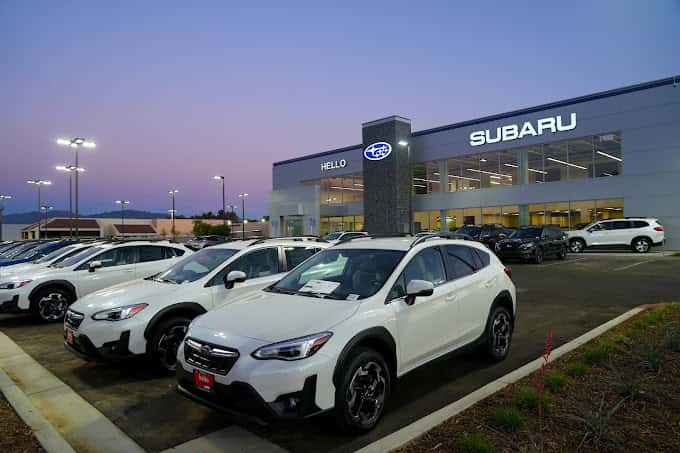 Dusk shot of Hello Subaru of Valencia