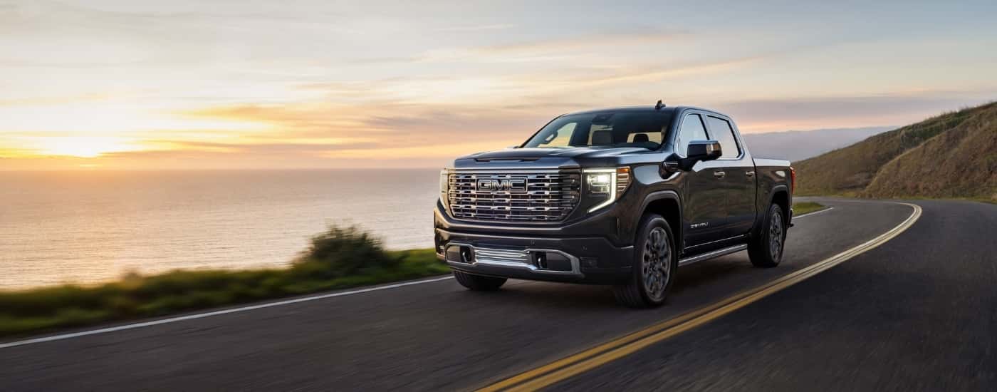A grey 2025 GMC Sierra 1500 from the front.