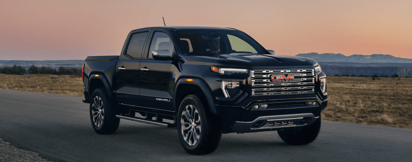 Black 2025 GMC Canyon Denali for sale on a test drive