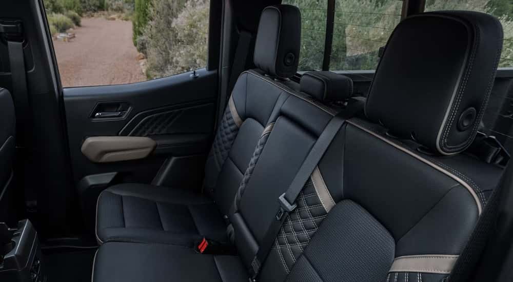 Black leather interior in a 2026 GMC Canyon