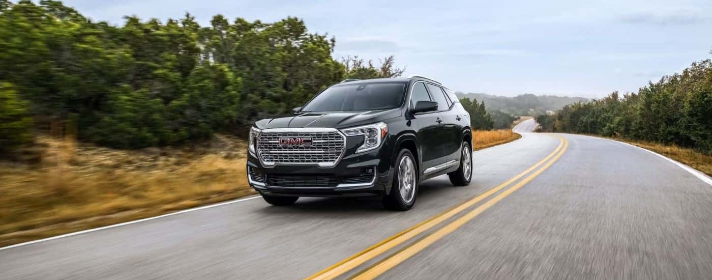 Black 2022 GMC Terrain Denali for sale on a test drive