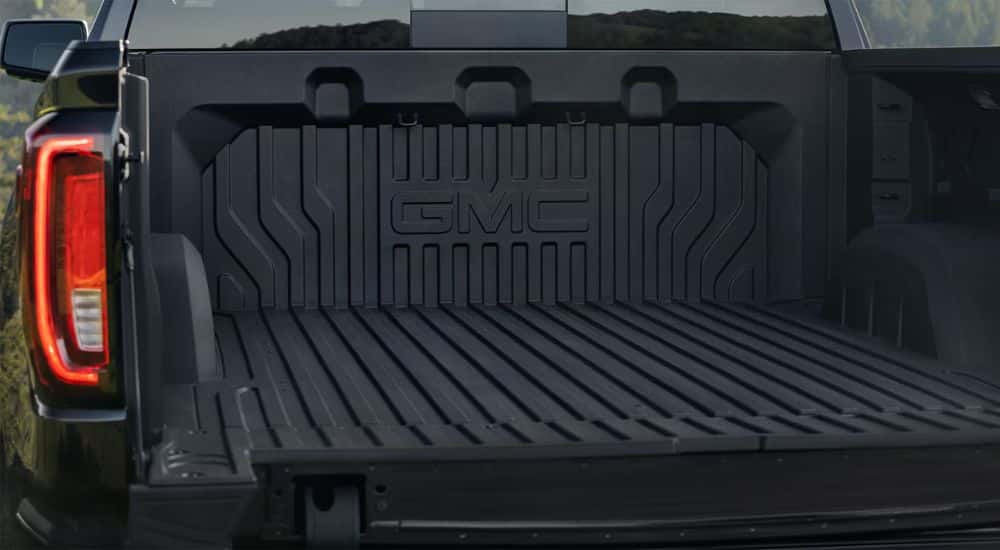 Truck bed view of a black 2026 GMC Sierra 1500.