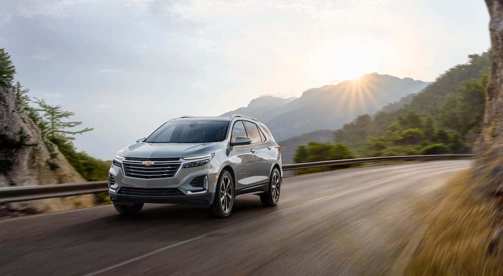 A grey 2023 Chevy Equinox from the front at an angle.