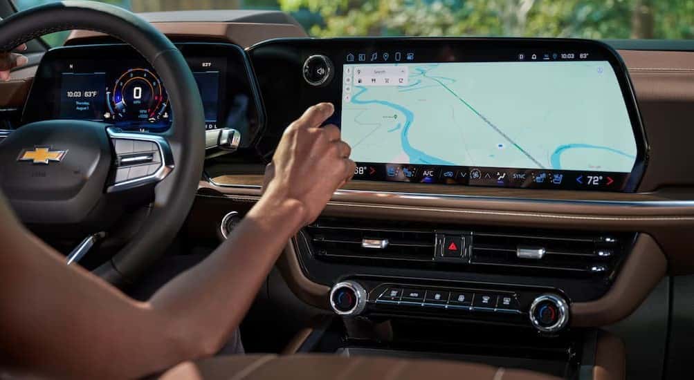 The infotainment screen in a 2026 Chevy Tahoe.