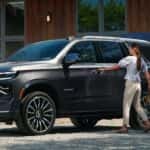 A gray 2026 Chevy Tahoe for sale parked on a driveway.