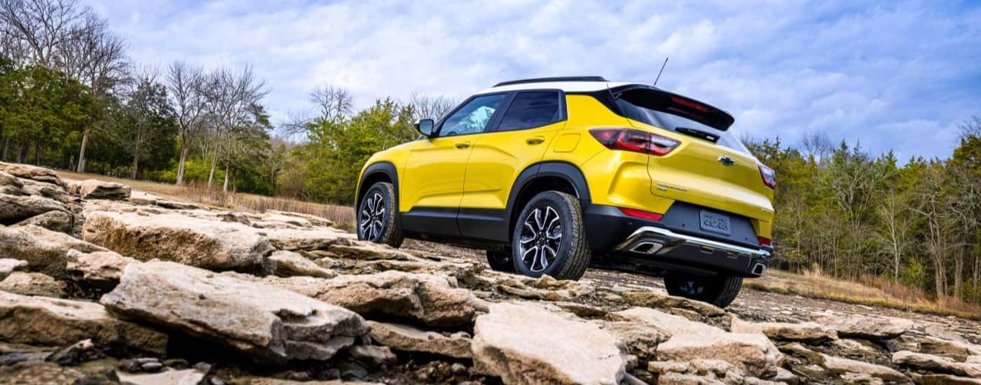 A yellow 2024 Chevy Trailblazer ACTIV off-roading