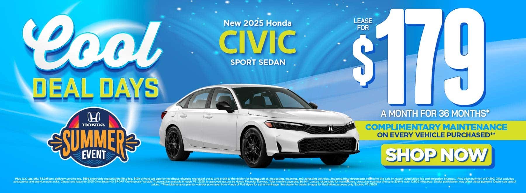 New 2025 Civic Sport Sedan "Lease for $179/mo for 36 months* Free Maintenance on Every Vehicle Purchased**"