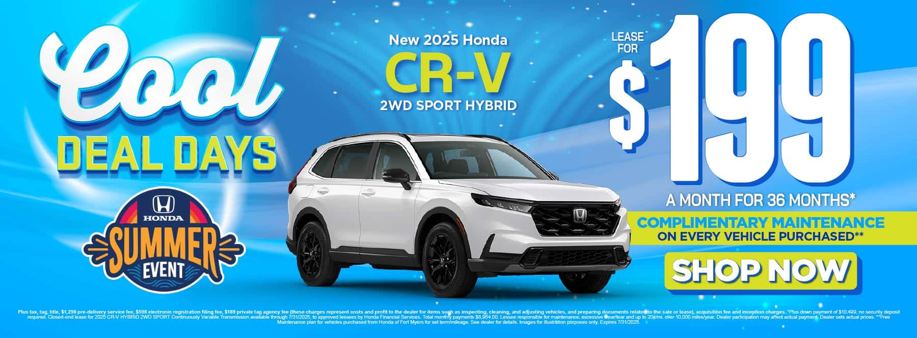 New 2025 Honda CR-V 2WD Sport Hybrid "Lease for $199mo for 36 months* Free Maintenance on Every Vehicle Purchased**"