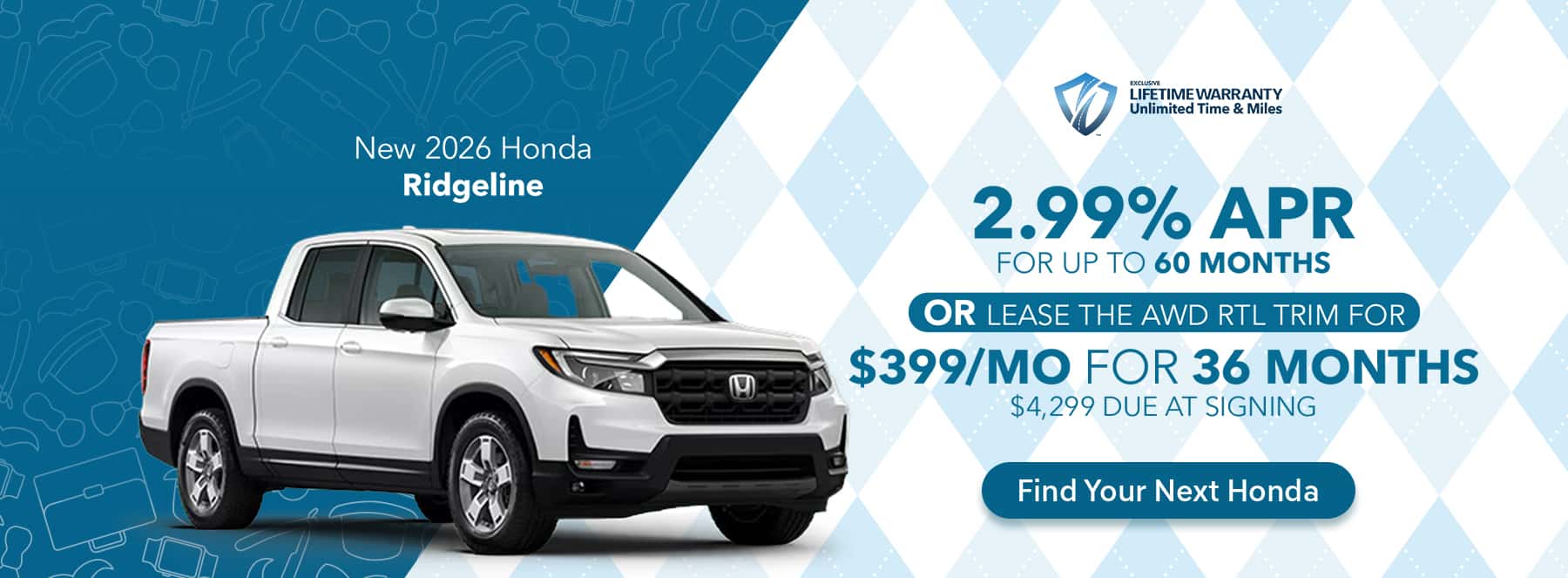 2026 Honda Ridgeline Lease or 2.99% APR – Indian Trail, NC