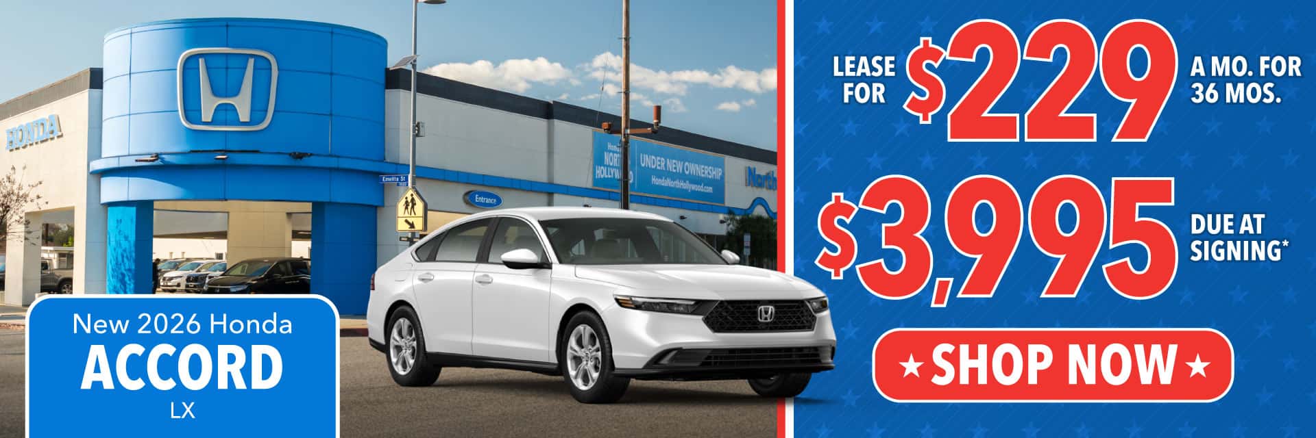 2026 HONDA ACCORD LX Lease for $229 per month for 36 months / $3,995 Due at Signing*