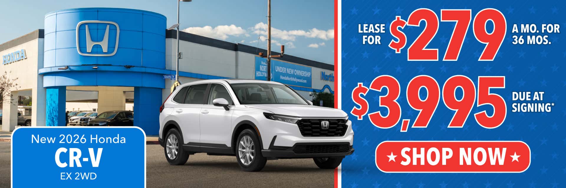 2026 HONDA CR-V EX 2WD Lease for $279 per month for 36 months / $3,995 Due at Signing*