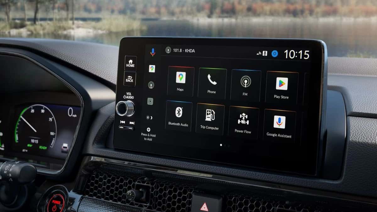 2026 Honda CR-V 9-inch touchscreen showing Google built-in apps including Maps and Assistant
