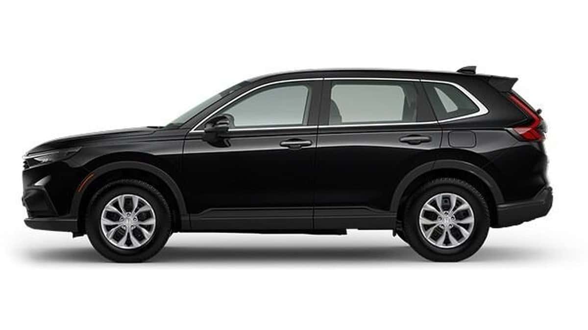 2026 Honda CR-V LX side profile in black with 18-inch alloy wheels