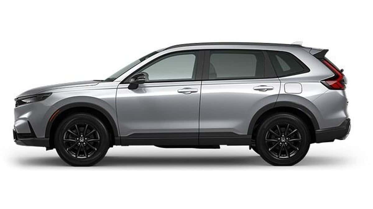 2026 Honda CR-V Sport-L Hybrid side profile in silver with black wheels