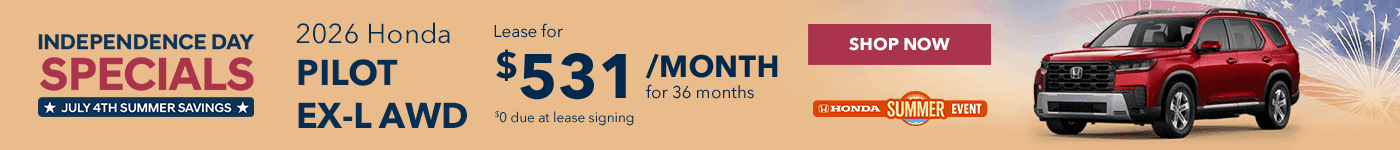 2026 Pilot EX-L AWD Subtext Lease for $531/month for 36 months $0 due at lease signing