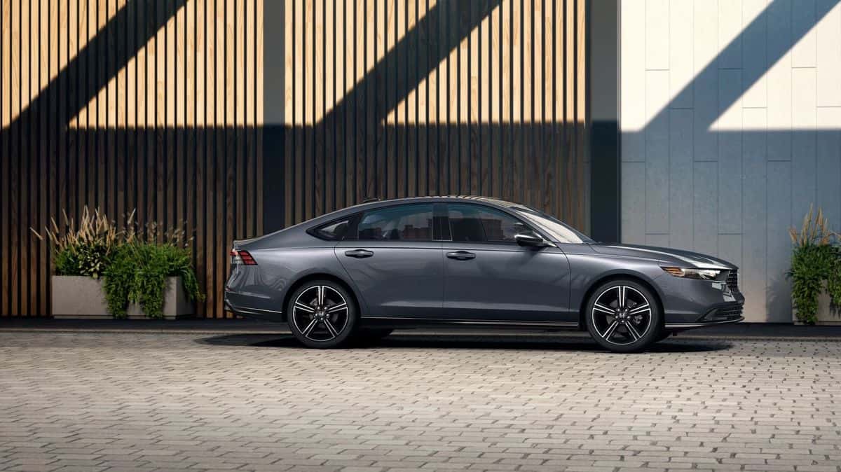 2026 Honda Accord side profile showing 19-inch wheels and sedan styling