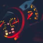 Fuel gauge on dashboard in contemporary automobile