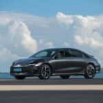 Hyundai IONIQ 6 standing next to the sea