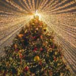 Green Christmas Tree With String Lights
