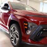 A red Hyundai Kona at Huffines Hyundai McKinney