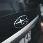 Close-up of a Subaru Logo on the Car