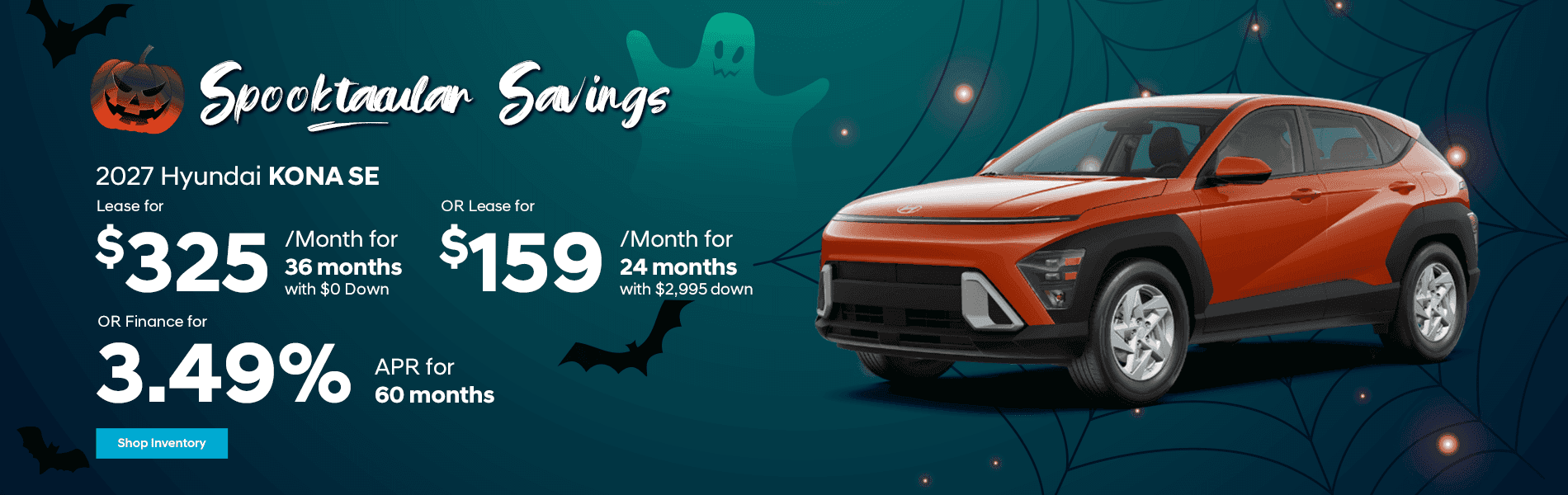 Lease for $325/month for 36 months with $0 due at lease signing OR Lease for $159/month for 24 months with $2,995 due at lease signing OR Finance for 3.49% for 60 months