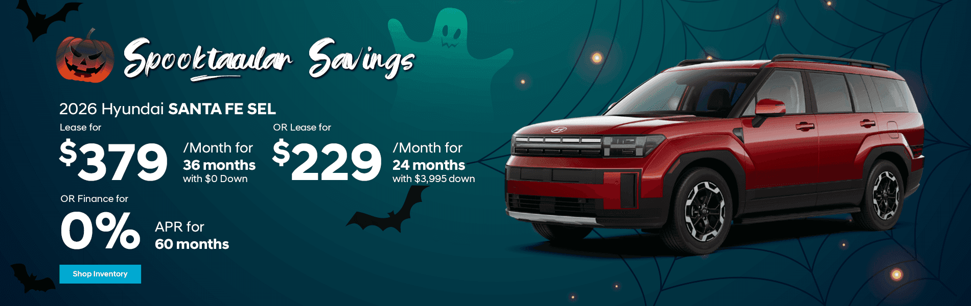 Lease for $379/month for 36 months with $0 due at lease signing OR Lease for $229/month for 24 months with $3,995 due at lease signing OR Finance for 0% for 60 months
