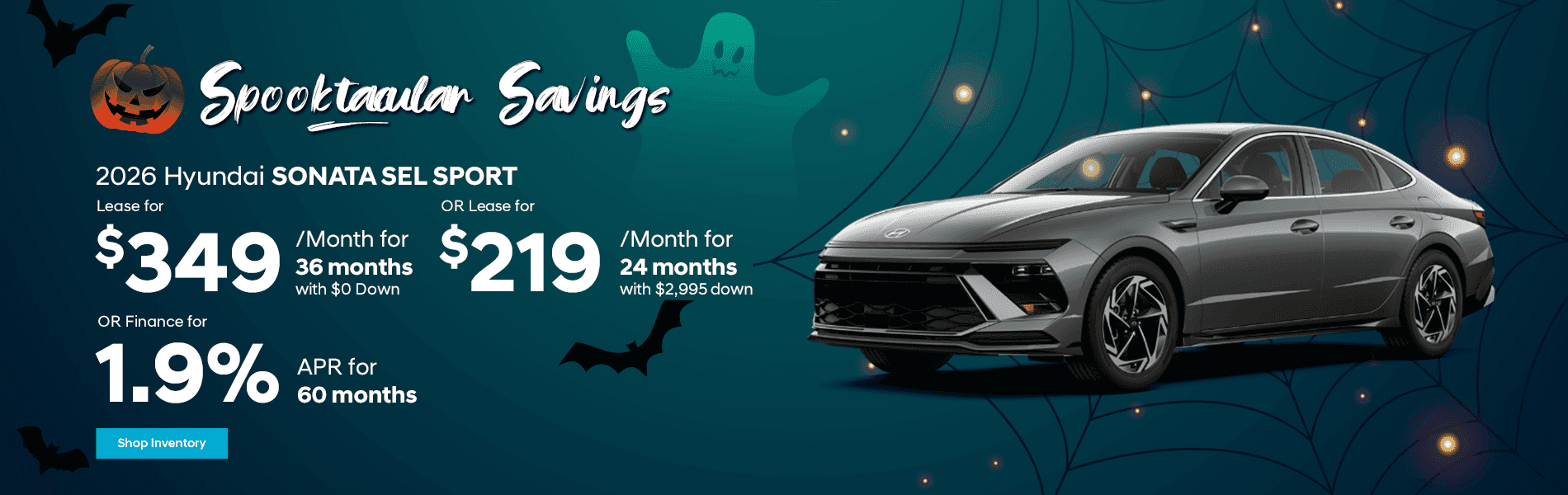 Lease for $349/month for 36 months with $0 due at lease signing OR Lease for $219/month for 24 months with $2,995 due at lease signing OR Finance for 1.9% for 60 months