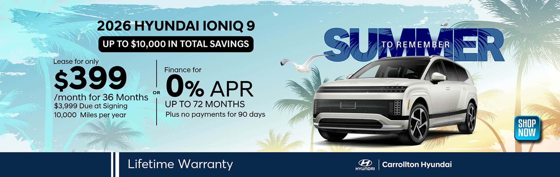 2026 Hyundai IONIQ 9 lease and finance offer. Carrollton Hyundai - Carrollton, GA