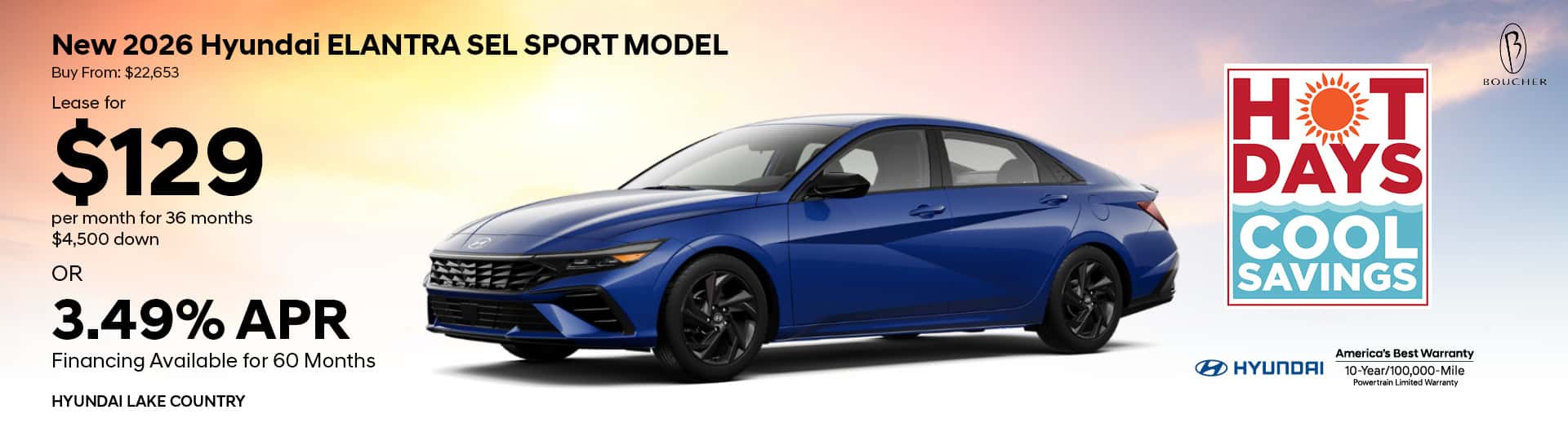 Save on a New 2026 Hyundai Elantra SEL Sport Model in Oconomowoc, WI