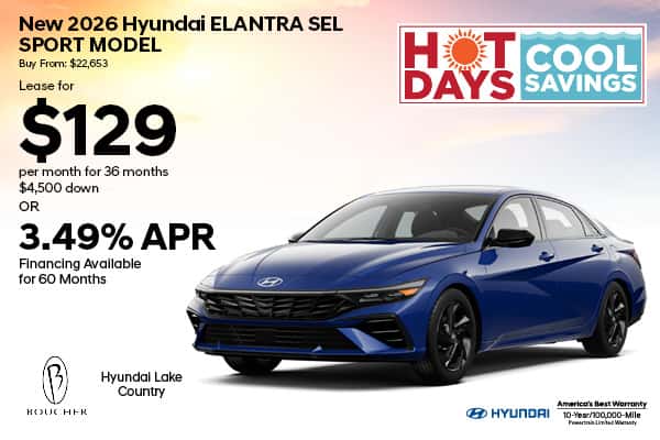 Save on a New 2026 Hyundai Elantra SEL Sport!