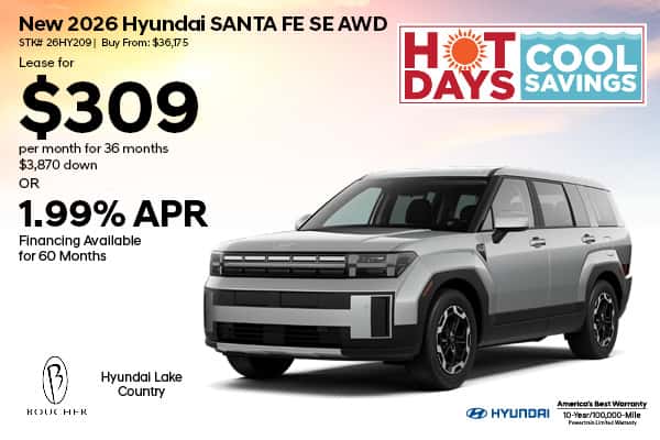 Save on a New 2026 Hyundai Santa FE SE AWD!