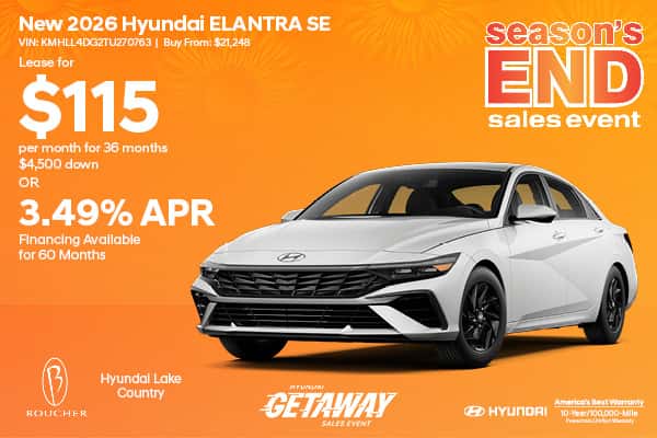 Save on a New 2026 Hyundai Elantra SE in Oconomowoc, WI!