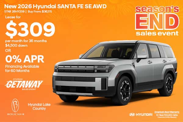 Save on a New 2026 Hyundai Santa Fe SE AWD in Oconomowoc, WI!
