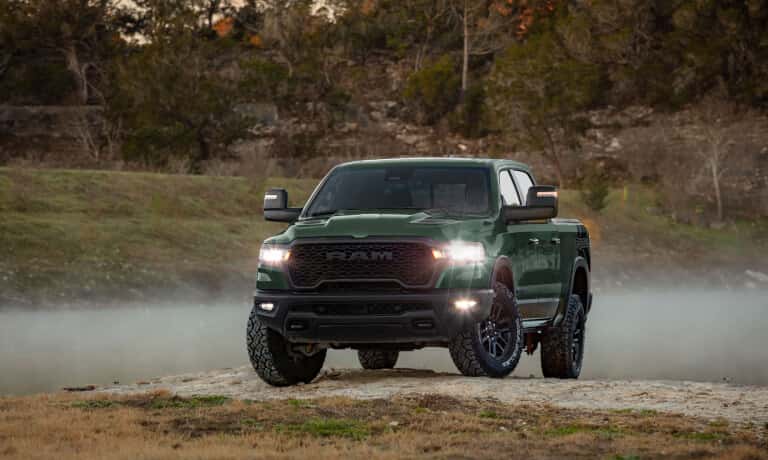 2026 Ram 1500 by foggy stream with lights on