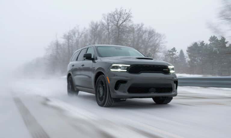 2026 Dodge Durango driving in the snow