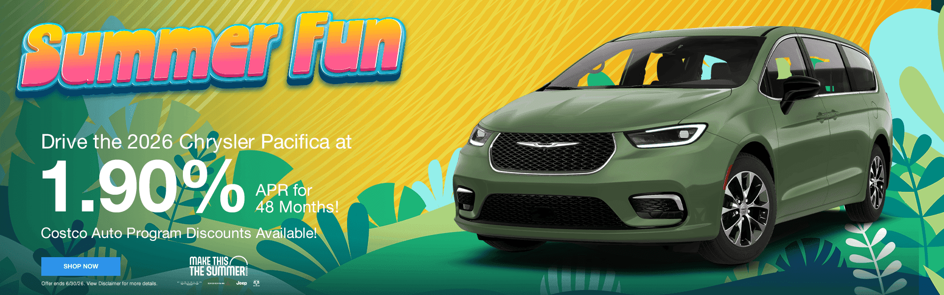 Drive the 2026 Chrysler Pacifica at 1.90% APR for 48 Months!