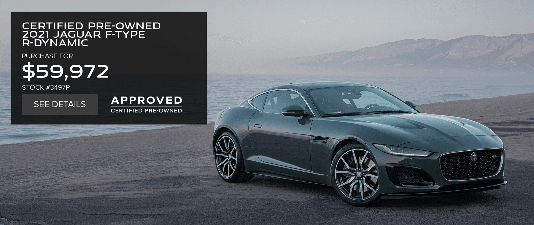 CERTIFIED PRE-OWNED 2021 JAGUAR F-TYPE R-DYNAMIC PURCHASE FOR $59,972 STOCK #3497P