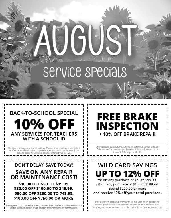 August Service Specials