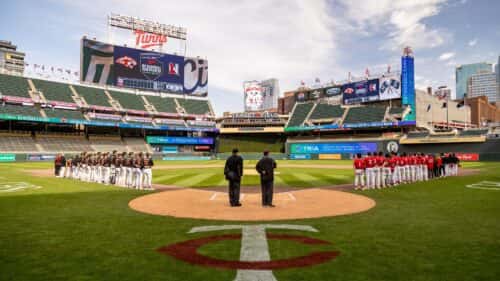 Lakeville North and South line up at Target Field High School Series